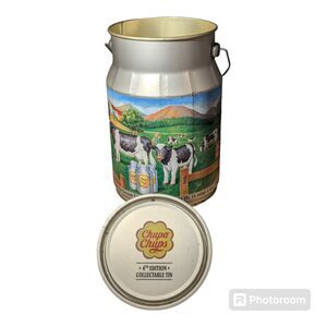 CHUPA CHUPS Collectible Milk Can Tin 4th Edition Ice Cream Lollipops  9.75" VTG